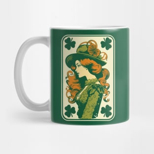 Female Leprechaun Shamrock Card St Paddys Day Festival Women Mug